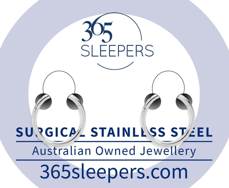 365 Sleepers (18G 6mm) 2PCS 316L Surgical Steel Hypoallergenic Septum Jewelry Hinged Segment Ring Body Piercing Hoop Lip Rings Helix Cartilage Rook Sleeper Earrings - Image 2